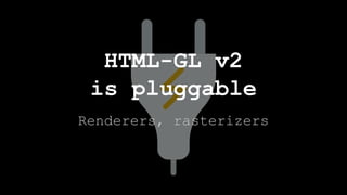 Renderers, rasterizers
HTML-GL v2
is pluggable
 
