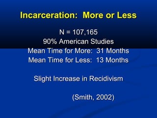 Incarceration: More or LessIncarceration: More or Less
N = 107,165N = 107,165
90% American Studies90% American Studies
Mea...