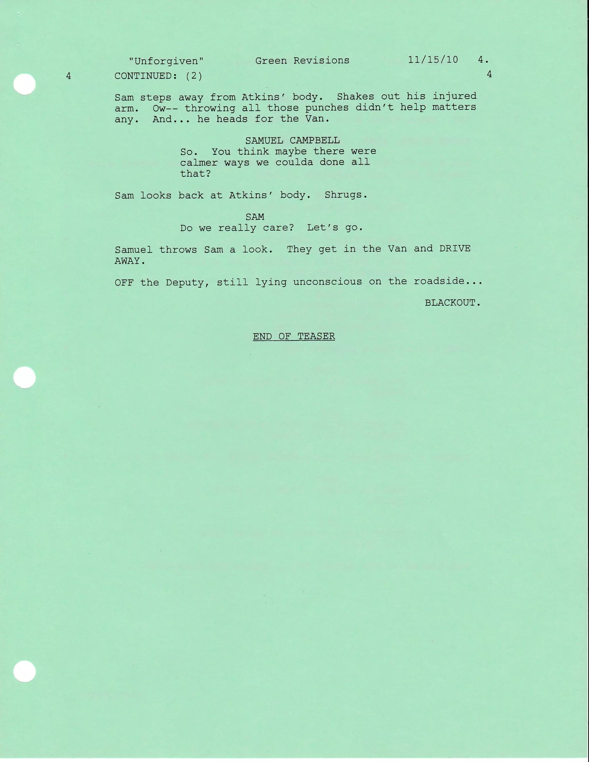 Supernatural 6.13 Unforgiven script | PDF