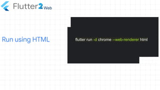Run using HTML
Web
flutter run -d chrome --web-renderer html
 