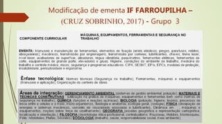 Modificação de ementa IF FARROUPILHA –
(CRUZ SOBRINHO, 2017) - Grupo 3
 