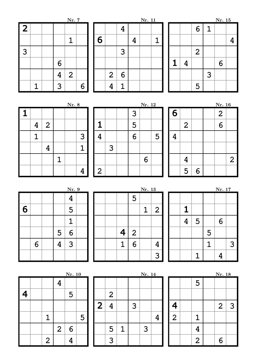 Sudoku 6x6 Printable Printable World Holiday Sudoku 6x6 Printable Printable World Holiday