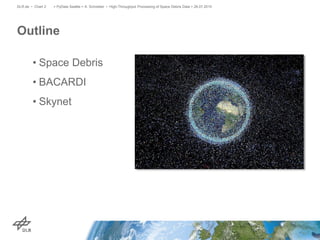 • Space Debris
• BACARDI
• Skynet
Outline
> PyData Seattle > A. Schreiber • High-Throughput Processing of Space Debris Data > 26.07.2015DLR.de • Chart 2
 