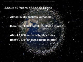 • Almost 5,000 rockets launched
• More than 6,000 satellites placed in orbit
• About 1,000 active satellites today
(that’s 7% of known objects in orbit)
About 50 Years of Space Flight
> PyData Seattle > A. Schreiber • High-Throughput Processing of Space Debris Data > 26.07.2015DLR.de • Chart 7
 
