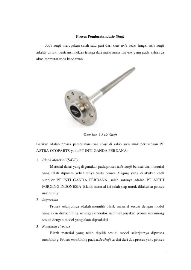 Pembuatan axle shaft