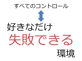 すべてのコントロール



好きなだけ
失敗できる
        環境
 