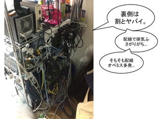 裏側は
 割とヤバイ。

   配線で排気ふ
   さがりがち…


そもそも配線
オペミス多発…
 