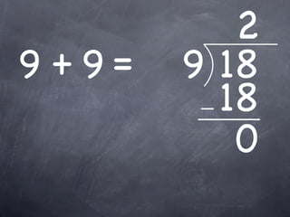 2
9 +9=   9 18
          18
           0
 