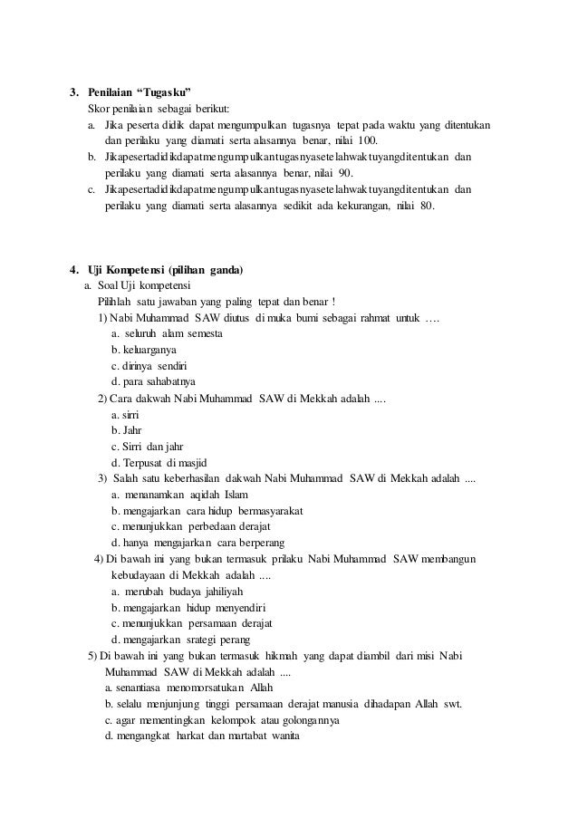 Soal Pilihan Ganda Misi Nabi Muhammad Untuk Menyempurnakan