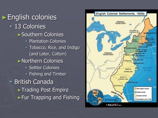 Australia, New Zealand – Great BritainTypes of Coloniestrading post empire: a collection of colonies used to trade items, typically   along an established trade routesettler colony: type of colony where people move from their mother countries   to create permanent settlements or townsplantation colony: a type of colony in 	which large areas of land are farmed by 	enslaved people to grow cash crops 
