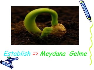 Establish => Meydana Gelme
 