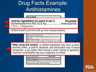 Drug Facts Example: 
Antihistamines 
 