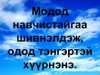 Модод навчистайгаа шивнэлдэж, одод тэнгэртэй хүүрнэнэ. 