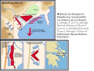 ◄ Χάρτης της περιοχής του
Μαραθώνα με τα στρατόπεδα
των Ελλήνων και των Περσών.
Cartledge, P. (ed.), Cambridge
illustrated history of Ancient
Greece, Cambridge University
Press, Cambridge 1998, σ. 63.
Επεξεργασία: Ίδρυμα Μείζονος
Ελληνισμού.
 