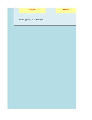 Алд:520              Алд:520




Бөглөж дуусаад CTL+S дараарай.
 