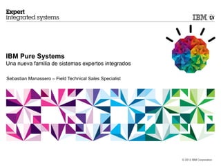 IBM Pure Systems
Una nueva familia de sistemas expertos integrados

Sebastian Manassero – Field Technical Sales Specialist




                                                         © 2012 IBM Corporation
 