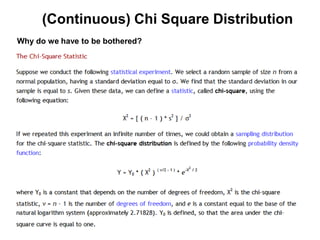 (Continuous) Chi Square Distribution
Why do we have to be bothered?
 