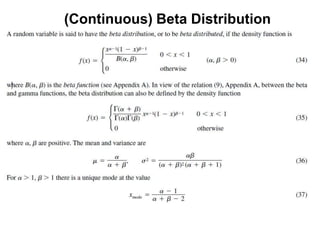(Continuous) Beta Distribution
 