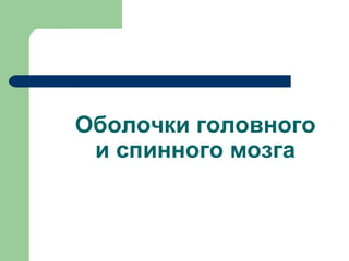 Оболочки головного
 и спинного мозга
 