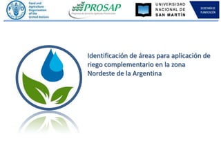 Identificación de áreas para aplicación de
riego complementario en la zona
Nordeste de la Argentina
 