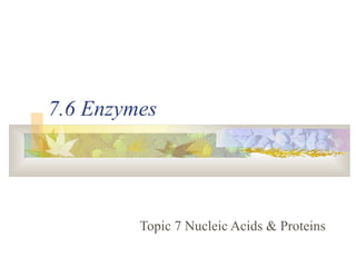 7.6 Enzymes
Topic 7 Nucleic Acids & Proteins
 