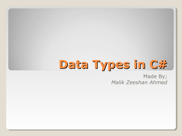 7.data types in c# | PPT