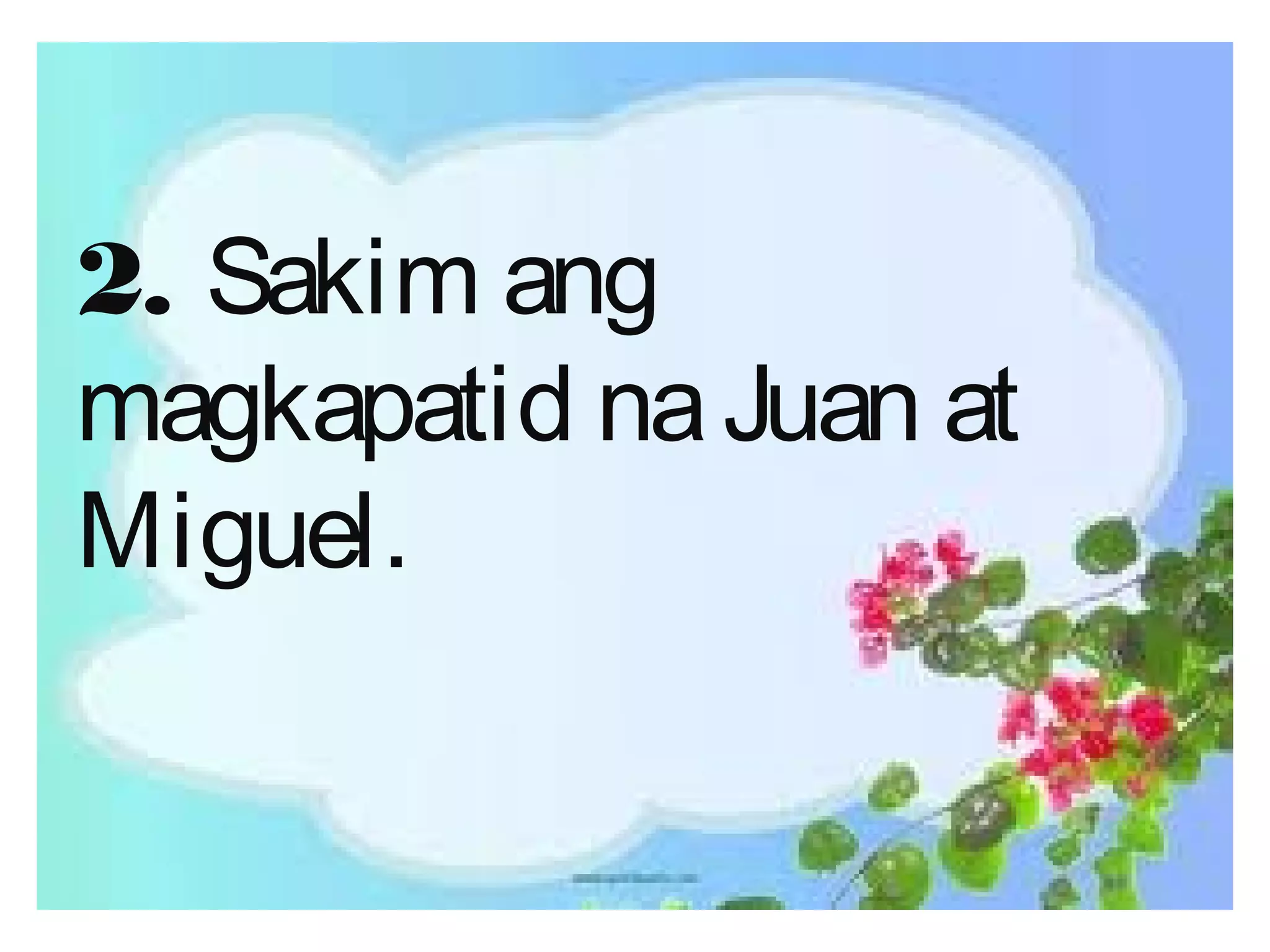 2. Sakim ang
magkapatid naJuan at
Miguel.