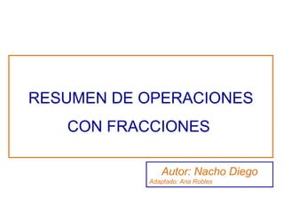 RESUMEN DE OPERACIONES
CON FRACCIONES
Autor: Nacho Diego
Adaptado: Ana Robles

 