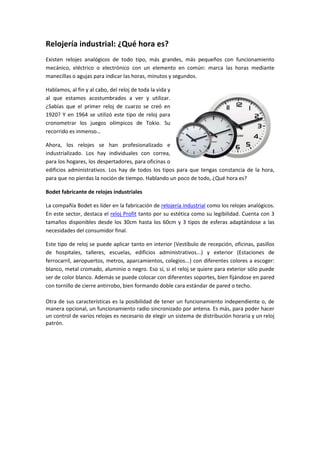 Relojer a Industrial. Qu hora es PDF