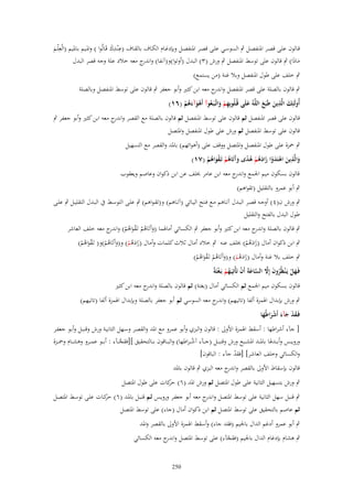 ‫قػػالوف علػػى قصػػر ادلنفصػػل ٍب السوسػػي علػػى قصػػر ادلنفصػػل وبإدغػػاـ الكػػاؼ بالقػػاؼ (عْنػػدؾ قَػػالُوا ) وادلػػيم بػػادليم (الْعِْلػػم‬
‫ِ َِ‬
‫َ‬
‫ماذا) ٍب قالوف على توسط ادلنفصل ٍب ورش (ٖ) البدؿ (أوتوا)و(آنفا) واندرج معو خالد علة وجو قصر البدؿ‬
‫ََ‬
‫ٍب خلف على طوؿ ادلنفصل وبال غنة (من يستمع)‬
‫ٍب قالوف بالصلة على قصر ادلنفصل و ج معو ابن كثَت وأبو جعفر ٍب قالوف على توسط ادلنفصل وبالصلة‬
‫اندر‬
‫َ ِ‬
‫أُولَئِك الَّذين طَبَع اللَّوُ علَى قُػلُوبِهم واتَّػبَػعوآ أَىوآءىم (ٙٔ)‬
‫َ‬
‫َ َ‬
‫ِ ْ َ ُ ْ َ َُ ْ‬
‫قالوف على قصر ادلنفصل ثم قالوف على توسط ادلنفصل ثم قالوف بالصلة مع القصر و ج معو ابن كثَت وأبو جعفر ٍب‬
‫اندر‬
‫قالوف على توسط ادلنفصل ثم ورش على طوؿ ادلنفصل وادلتصل‬

‫ٍب ْحزة على طوؿ ادلنفصل وادلتصل ووقف على (أىوائهم) بادلد والقصر مع التسهيل‬
‫ِ‬
‫والَّذين اىتَدوا زادىم ىدى وآتَاىم تَػقواىم (ٚٔ)‬
‫َ َ ْ َ ْ َ َُ ْ ُ ً ََ ُ ْ َْ ُ ْ‬
‫قالوف بسكوف ميم اجلمع و ج معو ابن عامر خبلف عن ابن ذكواف وعاصم ويعقوب‬
‫اندر‬
‫ٍب أبو عمرو بالتقليل (تقواىم)‬
‫ٍب ورش ف(ٗ) أوجػػو قصػػر البػػدؿ آتػػاىم مػػع فػػتح اليػػائي (آتػػاىم) و(تقػواىم) ٍب علػػى التوسػػط ُب البػػدؿ التقليػػل ٍب علػػى‬
‫طوؿ البدؿ بالفتح والتقليل‬
‫ٍب قالوف بالصلة و ج معو ابن كثَت وأبو جعفر ٍب الكسائي أماذلما (وآَتَاىم تَػقواىم) و ج معو خلف العاشر‬
‫َ ُ ْ ْ َ ُ ْ اندر‬
‫اندر‬

‫ٍب ابن ذكواف أماؿ (زادىم) خبلف عنو ٍب خالد أماؿ ثالث كلمات وأماؿ (زادىم) و(وآَتَاىم)و( تَػقواىم)‬
‫َْ ُ ْ‬
‫َ َُ ْ َ ُ ْ‬
‫َ َُ ْ‬

‫ٍب خلف بال غنة وأماؿ (زادىم) و(وآَتَاىم تَػقواىم)‬
‫َ َُ ْ َ ُ ْ َْ ُ ْ‬
‫فَػهل يَػ ْنظُروف إَِل الساعةَ أَف تَأْتِيَػهم بَػغتَةً‬
‫َ ْ ُ َ َّ َّ َ ْ ُ ْ ْ‬
‫قالوف بسكوف ميم اجلمع ثم الكسائي أماؿ (بغتة) ثم قالوف بالصلة و ج معو ابن كثَت‬
‫اندر‬

‫ٍب ورش بإبداؿ اذلمزة ألفا (تاتيهم) و ج معو السوسي ثم أبو جعفر بالصلة وبإبداؿ اذلمزة ألفا (تاتيهم)‬
‫اندر‬
‫فَػقد جآء أَشراطُها‬
‫َ ْ َ َ َْ َ‬

‫[ ج)ء أشراطها : أسقط اذلمزة األوَل : قالوف والبزي وأبو عمرو مع ادلد والقصػر وسػهل الثانيػة ورش وقنبػل وأبػو جعفػر‬
‫وروي ػػس وأب ػػدذلا بادل ػػد ادلش ػػبع ورش وقنب ػػل (ج ػػ)ء آشػ ػراطها) والب ػػاقوف ب ػػالتحقيق ][فقج ػػ)ء : أب ػػو عم ػػرو وىش ػػاـ وْح ػػزة‬
‫َّ‬
‫ْ‬
‫والكسائي وخلف العاشر] [فقد ج)ء : الباقوف]‬
‫ْ‬
‫قالوف بإسقاط األوَل بالقصر و ج معو البزي ٍب قالوف بادلد‬
‫اندر‬
‫ٍب ورش بتسهيل الثانية على طوؿ ادلتصل ثم ورش ادلد (ٙ) كات على طوؿ ادلتصل‬
‫حر‬
‫ٍب قنبل سهل الثانية على توسط ادلتصل و ج معو أبو جعفػر ورويػس ثػم قنبػل بادلػد (ٙ) كػات علػى توسػط ادلتصػل‬
‫حر‬
‫اندر‬

‫ثم عاصم بالتحقيق على توسط ادلتصل ثم ابن ذكواف أماؿ (جاء) على توسط ادلتصل‬
‫ٍب أبو عمرو أدغم الداؿ باجليم (فقد جاء) وأسقط اذلمزة األوَل بالقصر وادلد‬
‫ٍب ىشاـ بإدغاـ الداؿ باجليم (فقج)ء) على توسط ادلتصل و ج معو الكسائي‬
‫اندر‬
‫ّ‬
‫052‬

 