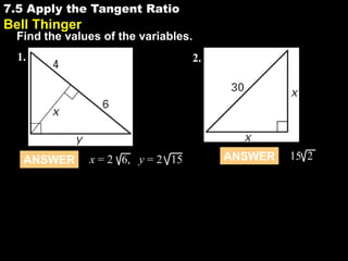 Tangent Bell 7.5 apply the tangent ratio | PPTX