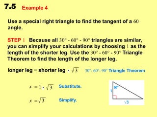 Tan Problem Example 7.5 apply the tangent ratio | PPTX