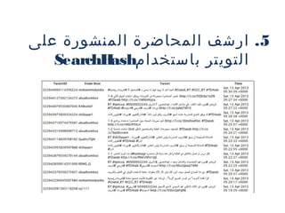 ‫5. ارشف المحاضرة المنشورة على‬
‫التويتر باستخدام ‪ SearchH‬‬
‫‪ash‬‬

 