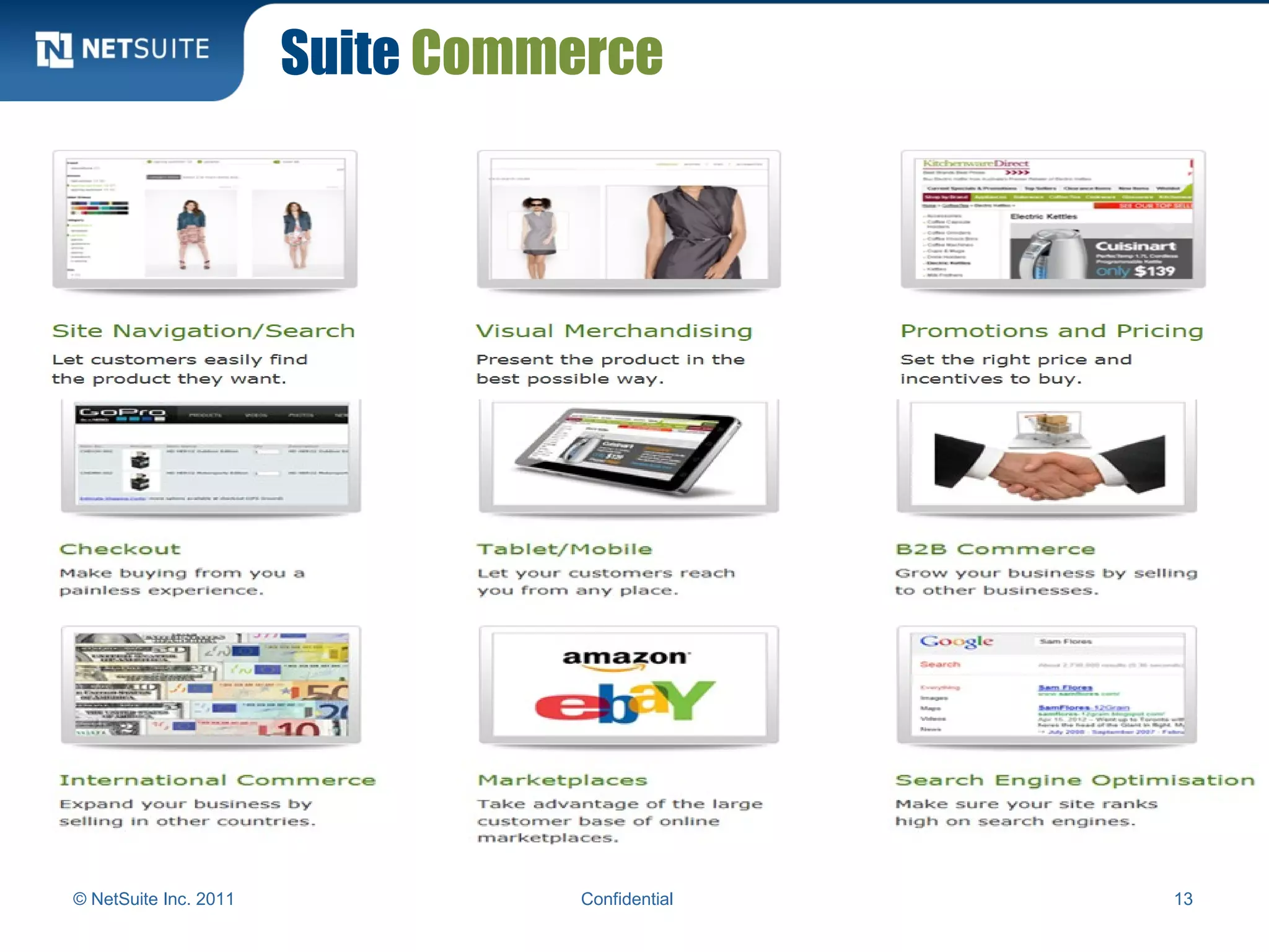 © NetSuite Inc. 2011 Confidential 13
Suite Commerce
 