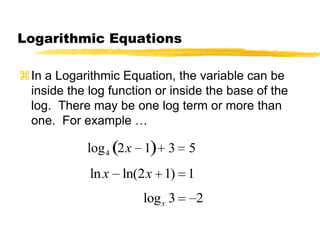 7.6 solving logarithmic equations | PPTX