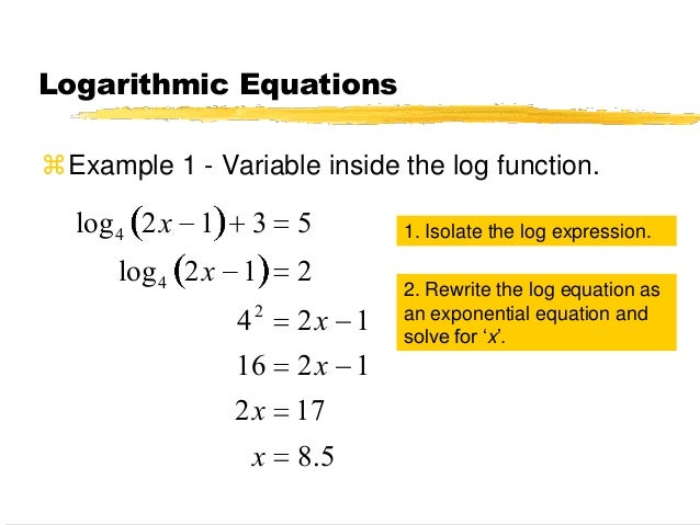 7 6 Solving Logarithmic Equations