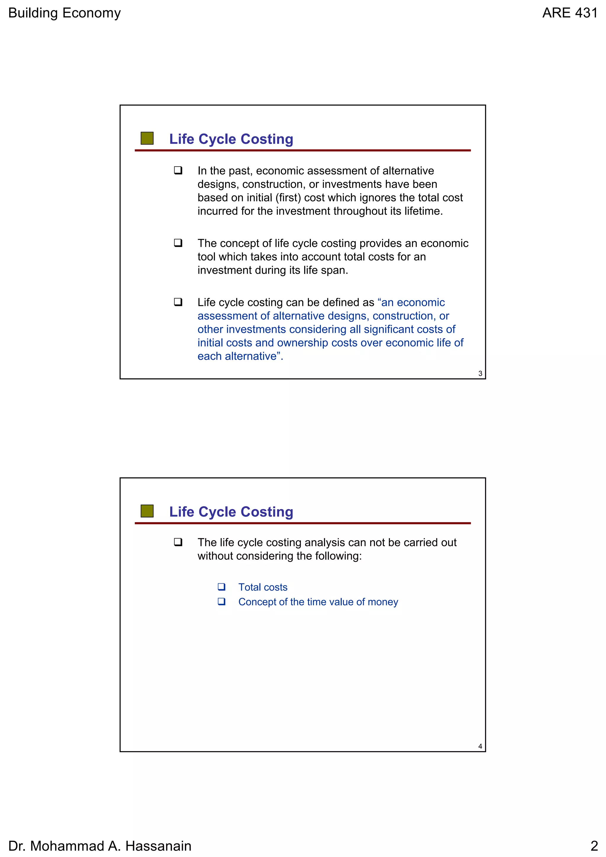 7.0 life cycle costing | PDF