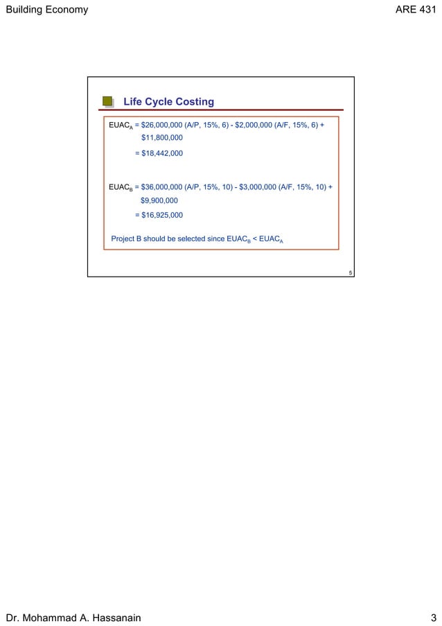 7.2 equivalent uniform annual cost method