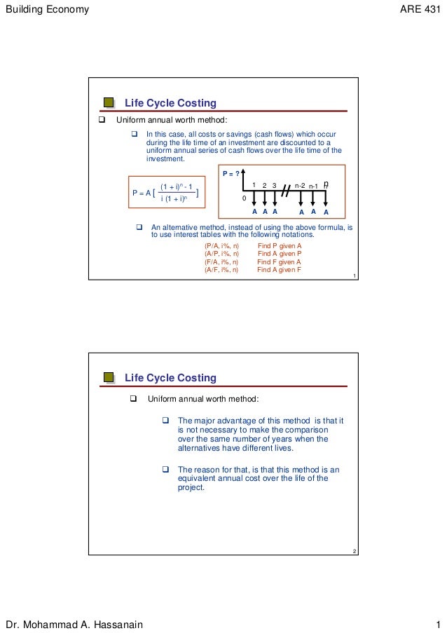 equivalent annual cost Chapter 6 annual worth analysis 1 chapter 6 – annual worth analysis capital recovery is the equivalent annual cost of obtaining the asset plus the salvage. equivalent annual cost Chapter 6 annual worth analysis 1 chapter 6 – annual worth analysis capital recovery is the equivalent annual cost of obtaining the asset plus the salvage.