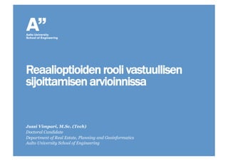 [Vihreä Foorumi] Reaalioptioiden rooli vastuullisen sijoittamisen arvioinnissa | Jussi Vimpari, Aalto-yliopisto