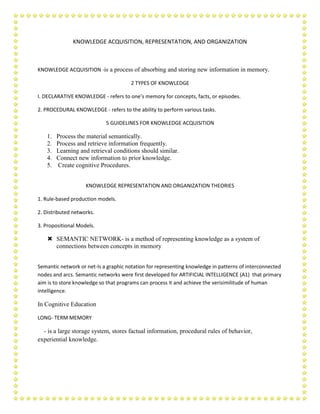 7. knowledge acquisition, representation and organization 8. semantic ...