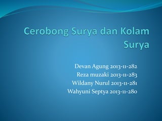 Devan Agung 2013-11-282
Reza muzaki 2013-11-283
Wildany Nurul 2013-11-281
Wahyuni Septya 2013-11-280
 