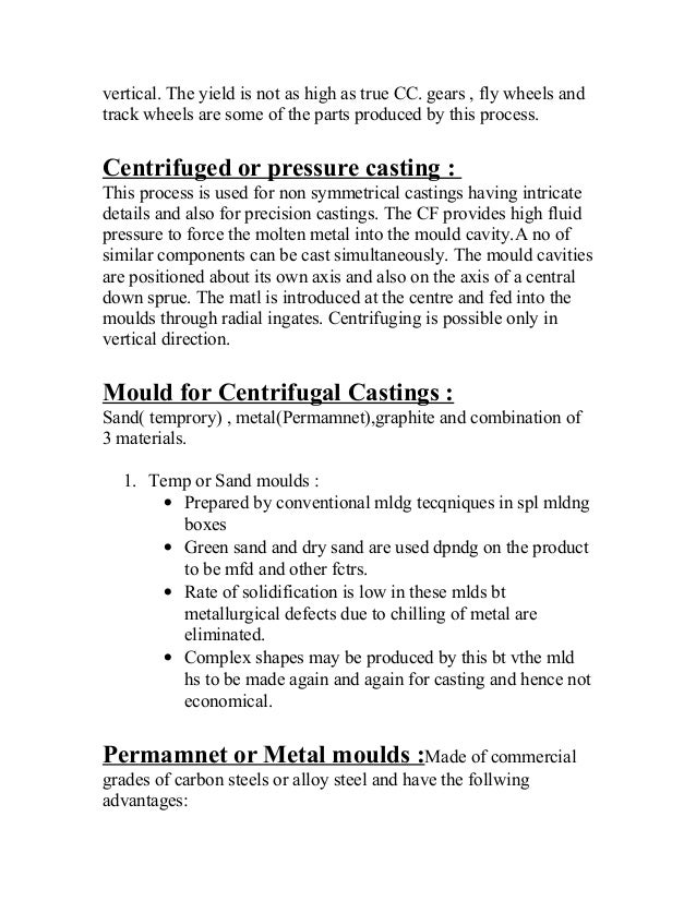 IIIE SECTION A MANUFACTURING TECHNOLOGY NOTES 7.centrifugal casting