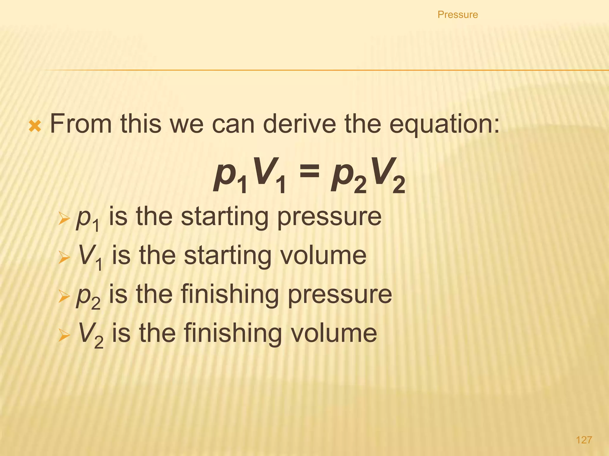 example
1. Figure below shows a simple hydraulic jack. The load is just
being lifted using an effort of 20 N.
Calculate;
a) pressure at A,
b) pressure at B,
c) thrust acting on the piston C,
d) the load lifted?
Pressure
127
 