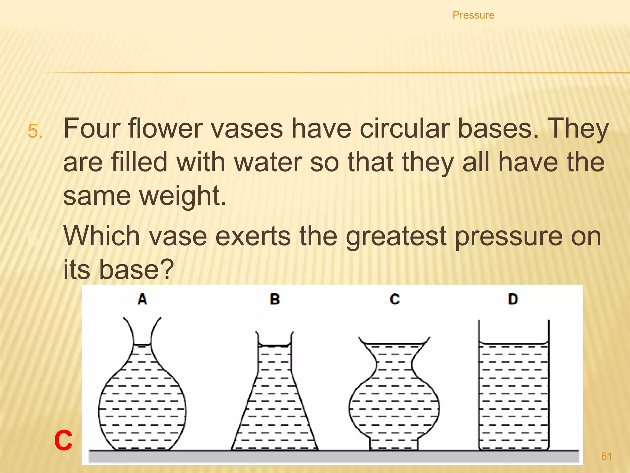 6. The diagram shows a simple mercury barometer.
Pressure
61
 