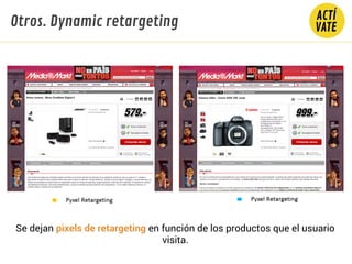 Otros. Dynamic retargeting
Se dejan pixels de retargeting en función de los productos que el usuario
visita.
 