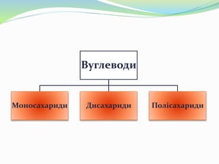 Вуглеводи
Моносахариди Дисахариди Полісахариди
 