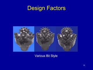 11 
Design Factors 
Various Bit Style 
 