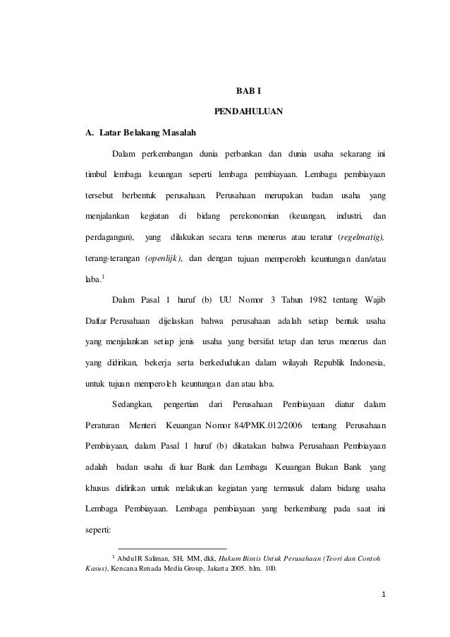 Pelaksanaan Perjanjian Pembiayaan Konsumen Pada Perusahaan Pembiayaan