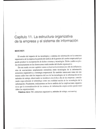 La estructura organizativa de la empresa y los sistemas de informacion